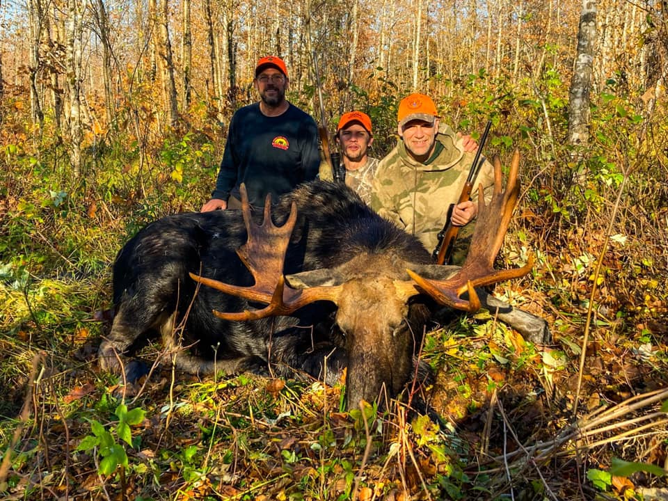 Group of People with Hunted Down Moose