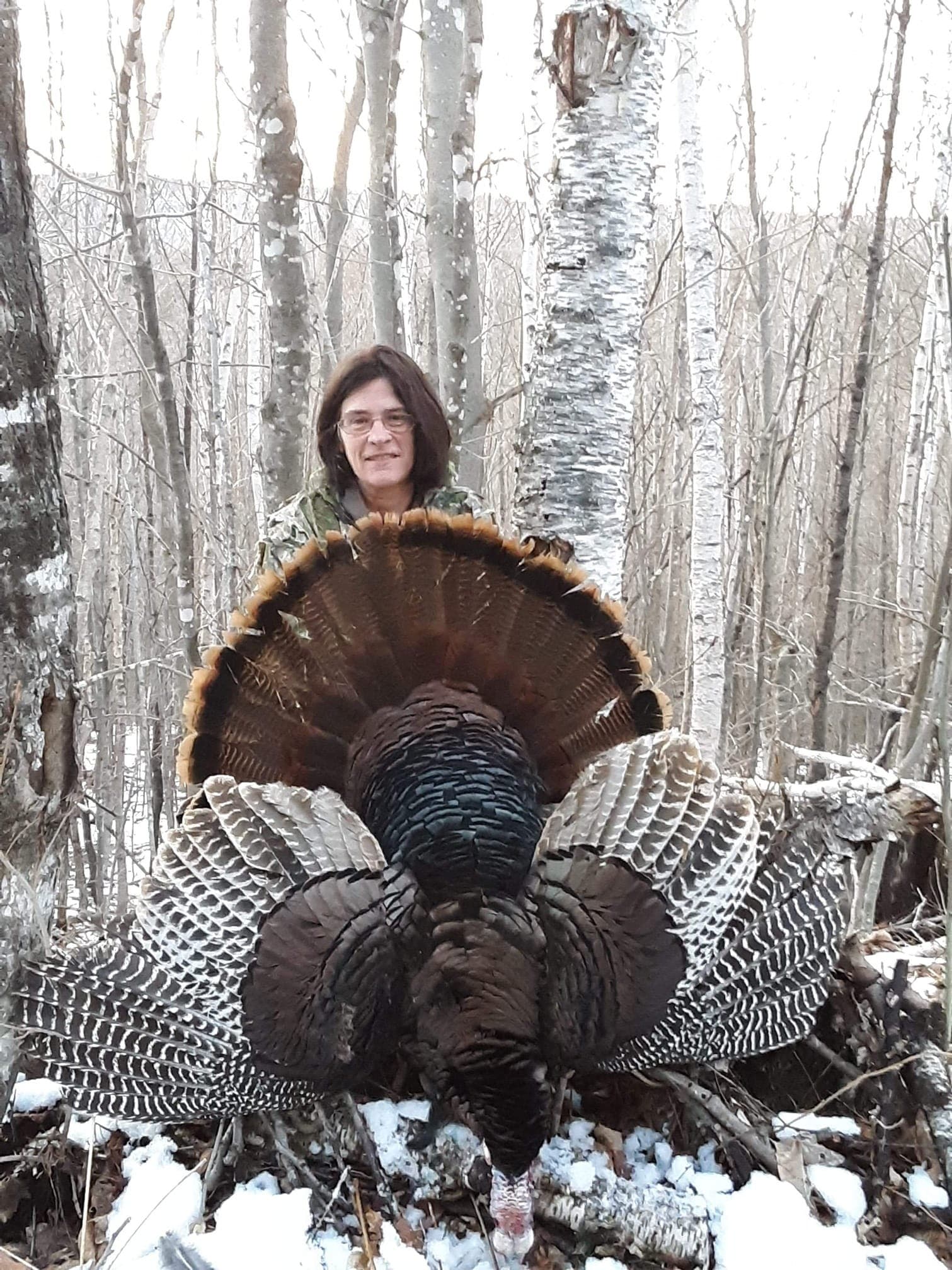 Woman with Hunted Down Wild Turkey